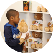 Build-A-Bear boy with teddy bears